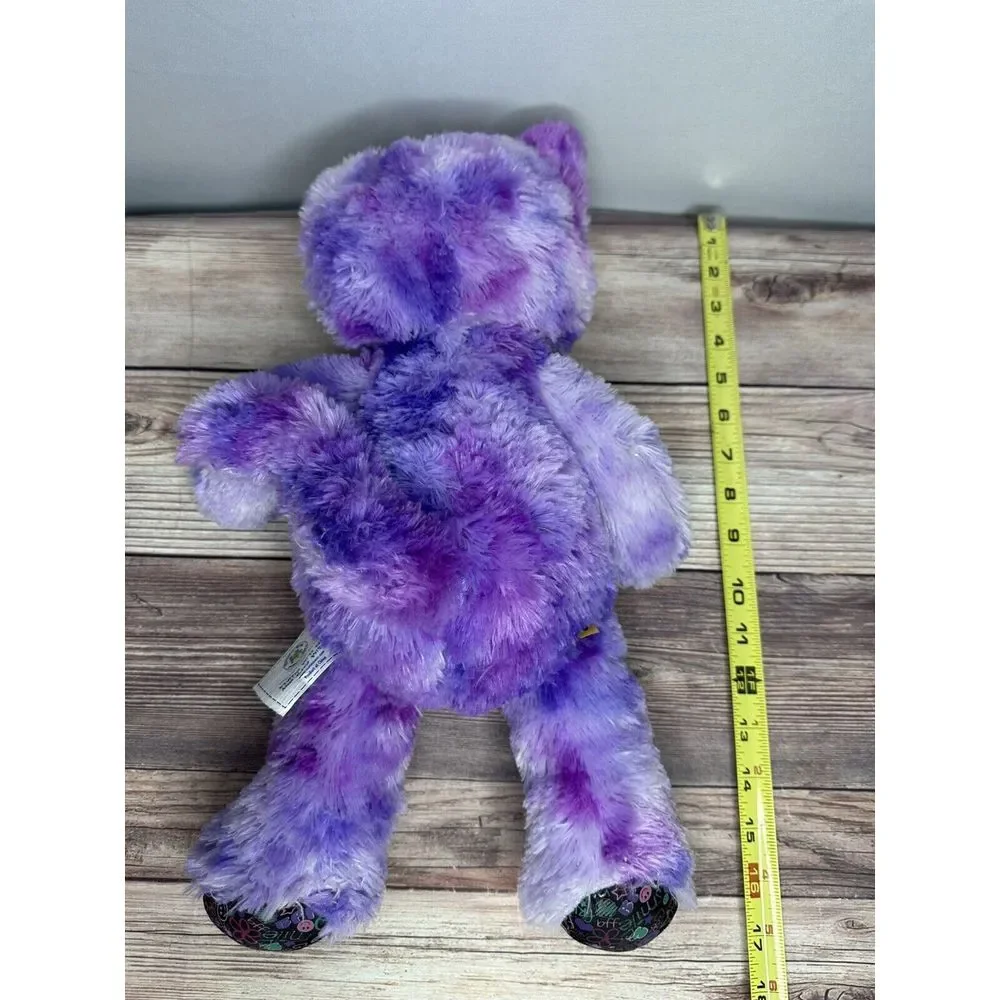 Build A Bear Purple BFF PEACE Sign Purple Tie-dyed KITTY‎ Cat Plush Toy 16